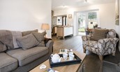 Chestnut Cottage - open-plan sitting room, dining area and kitchen with French doors leading to the rear garden