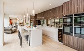 Coledale Stables - the sleek and contemporary kitchen area with integrated appliances