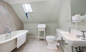 Edenside House - family bathroom on the second floor with roll top bath, WC and basin