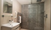 The Barley Loft - en-suite shower room with large walk in shower with rainforest shower head and separate shower attachment