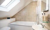 The Granary at Rothley East Shield - en suite shower room with a shower over bath
