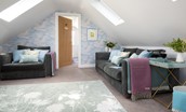 The Star Barn - large comfy sofa and love seat for guest to relax and unwind after a busy day exploring