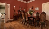 Eslington East Wing - dining room with large table seating up to 10 guests