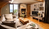 Bay View Cottage - the sumptuous sofa in the lounge