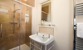 The Fairway - en-suite shower room with shower, WC, basin and heated towel rail