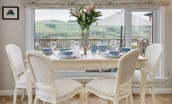 Pennine Way Cottage - dining table & view