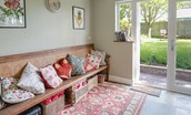 Well House - kitchen bench seat with garden access door