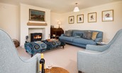 Orchard Cottage - sitting room & wood burning stove