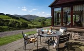 Bowmont Cottage - outside seating area with views of the College Valley