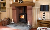 Dryburgh Farmhouse - cosy wood burner in the lounge