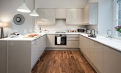 Barclay House - modern kitchen with breakfast bar style dining space