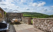 Crookhouse Mill - patio area with outside seating for eight guests and barbecue