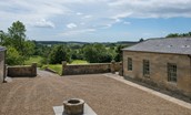 Beeswing - gravel courtyard with views of the beautiful Northumbrian countryside