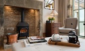 Beeswing - enjoy a fresh cup of coffee by the inglenook fireplace and wood burning stove in the sitting room