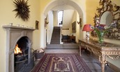 Lorbottle Hall - hallway with open fire