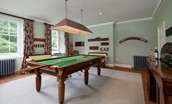 Lorbottle Hall - games room with billiard table