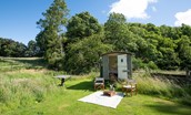 Redcliff - perfect for a picnic, the owner's shepherd's hut sitting by the Whittinghame Water