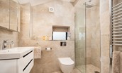 Tutor's Lodge - the large walk-in shower has a rainfall shower head