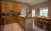 The Boathouse - the kitchen with views of the River Tweed