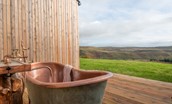 The Oak - relax and enjoy views of the valley whilst taking a soak in the copper Shaanti bath