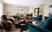 Westwood Cottage - sitting room with open fire and Smart TV