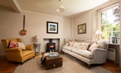 Redcliff - the sitting room with wood burning stove