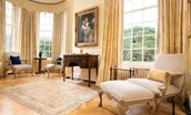 Fairnilee House - impressive 24-pane sash bay windows in the drawing room