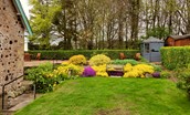Bughtrig Cottage - garden with colourful planting