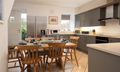 Samphire Barn - well-equipped kitchen with 4 ring hob, dishwasher, microwave and American-style fridge/freezer