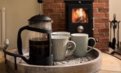 Willow Cottage - curl up in front of the wood burner with a hot brew
