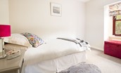 Westwood Cottage - bedroom three with single bed and ottoman