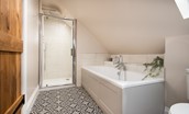 Granary View, Brockmill Farm - en-suite bathroom with large bath and separate walk-in shower
