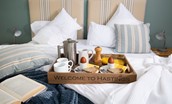 Hastings House - bedroom four - enjoy breakfast in the super king size bed which can be configured as a twin upon request