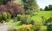 Gardener's Cottage, Elliston - front garden and farmland beyond