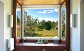 Leuchie Walled Garden - view from bathroom