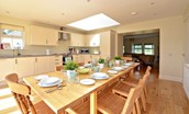 Hawthorn House - large dining table to seat eight in the open-plan living space