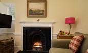 The White House - cosy sitting room with open fire and TV