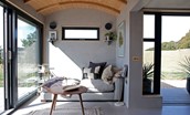 The Railway Carriage - large sliding doors provides access onto the deck
