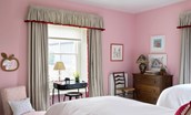 North Farm, Walworth - the pink bedroom with garden views and the option to change twin beds to a superking double