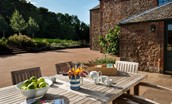 Papple Steading - Papple Farmhouse - dine al fresco on the sheltered terrace