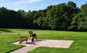 Papple Steading - Papple Farmhouse - patio area set within the large lawn