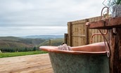 The Willow - relax and enjoy views of the valley whilst taking a soak in the copper Shaanti bath