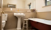 Housedon Haugh - ensuite to bedroom two with a roll-top bath
