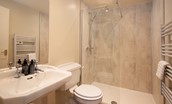 Daffodil Cottage - bedroom one en suite shower room with walk-in shower