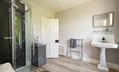 Mossfennan House - family shower room with large corner shower, WC and basin