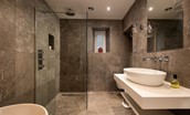 The Lodge, Lesbury - bathroom with large walk-in shower with rainforest head