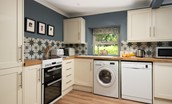 Wood Cottage - well-equipped kitchen with double electric oven, fridge/freezer, coffee machine and dishwasher