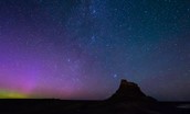 The Northern Lights and Lindisfarne Castle, Holy Island, Northumberland