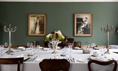 Fairnilee House - dining room with an extensive dinner service