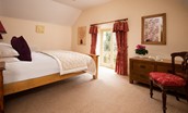 Dairy Cottage, Knapton Lodge - the spacious main bedroom with a charming Juliet balcony